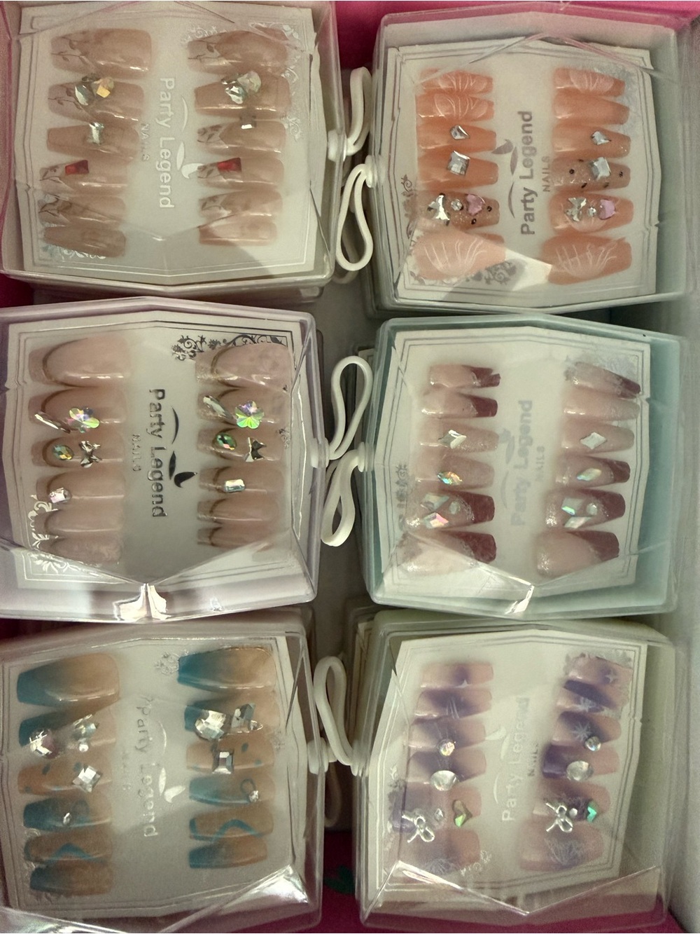 12 Press-On Nail Set with Rhinestones